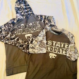 Kansas State men's hoodie plus wicking shirt.  Both size medium.